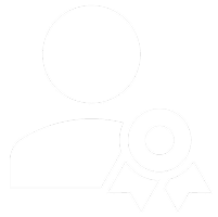 Person icon with award ribbon.